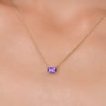 thumbnail image 3 of Gem Stone King 14K Yellow Gold Purple Amethyst Pendant Necklace for Women | 0.52 Cttw | Gemstone February Birthstone | Emerald Cut 6X4MM | With 18 inch Chain, 3 of 6