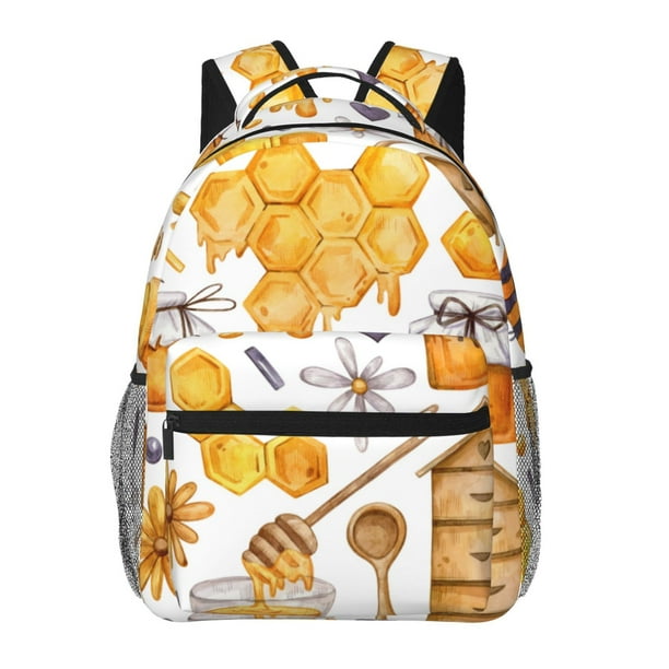 Balery Honey Bee Set Mochila Escolar Impresa, Mochila Ligera para Viajes Casual, Mochila Duradera y Cómoda Multifuncional, Mochila para Laptop-One Size