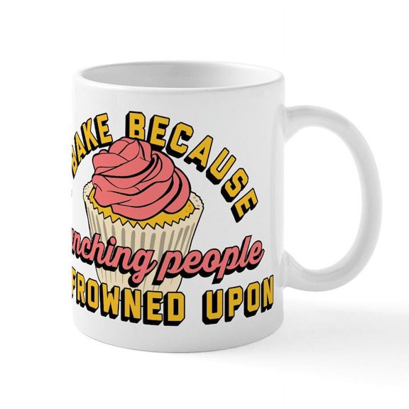 CafePress - I Bake Because Punching People I - 11 oz Ceramic Mug - Novelty Coffee Tea Cup