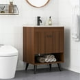 thumbnail image 2 of Gymax 25 Inch Wooden Bathroom Vanity Sink Combo with Open Shelf & Sink & Pop Up Drain, 2 of 10
