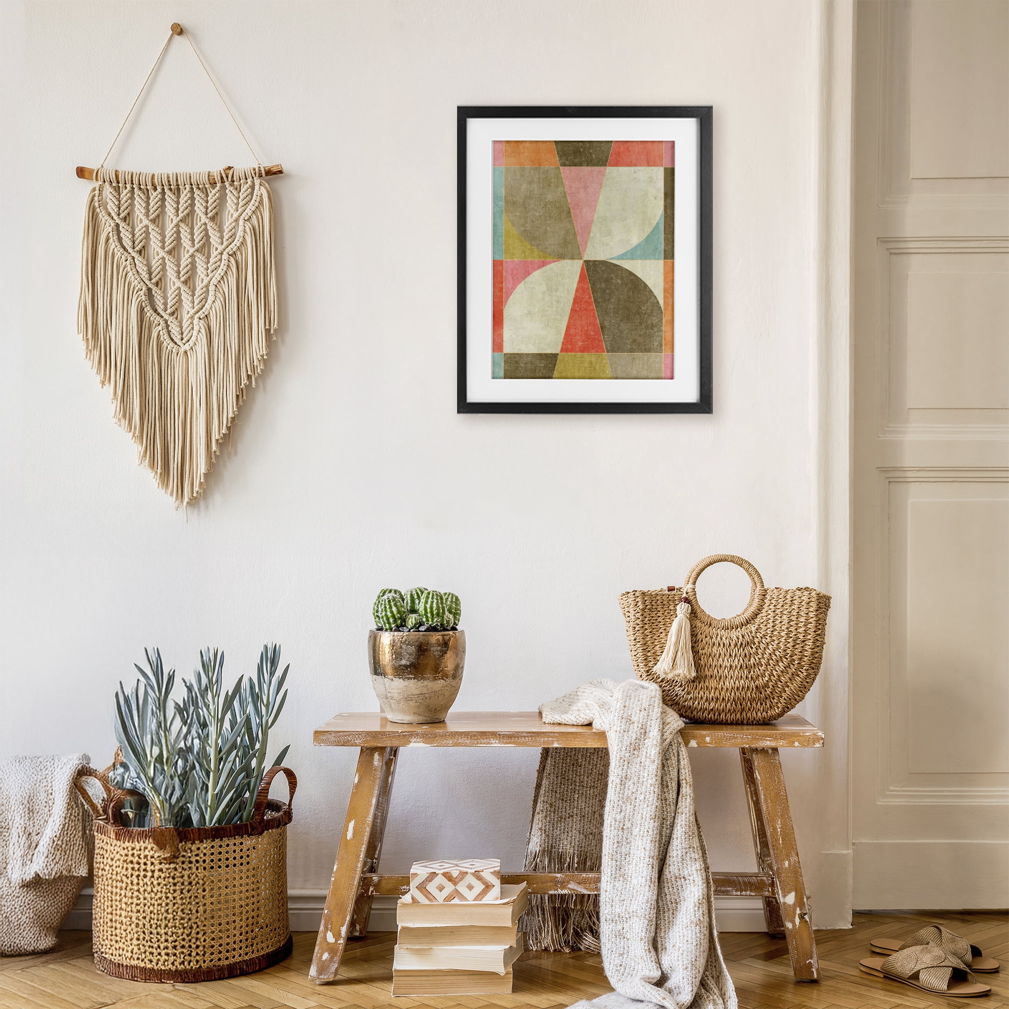 Stupell Industries Pinwheel Symmetric Shapes Black Framed Print Under Glass, design by Suzanne Nicoll