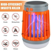 OUSITAI 3-in-1 Bug Zapper Mosquito Killer Lamp, Solar Operated and Battery Powered Electric Mosquito Zapper with Rechargeable Waterproof Insect Fly Pest Attractant Trap Repellent Orange