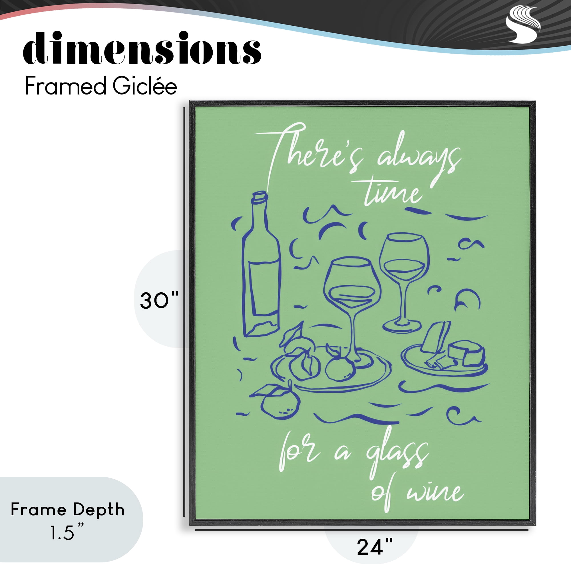 Stupell Industries Always Time For Glass Of Wine Black Framed Giclee Art, design by The Prints Vibe