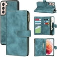 thumbnail image 5 of Compatible with Samsung Galaxy S21 5G Wallet Case,[6 Card Slots] [Wrist Strap] [Stand Feature] Detachable 2 in 1 Magnetic Zipper Leather Cover Case for Samsung Galaxy S21 5G,6.2 inch Blue, 5 of 16