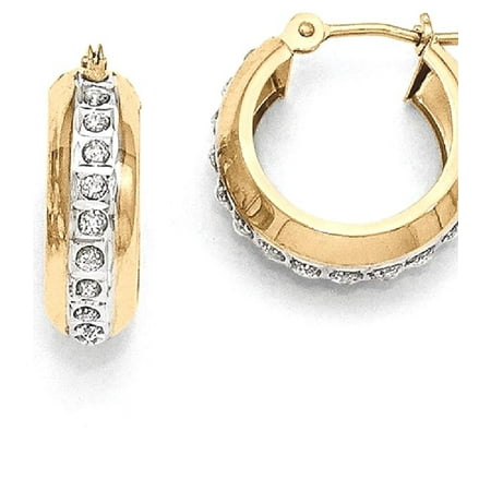Round Diamond Hinged Hoops 14kt Yellow Gold Diamond Fascination Round Huggy Hinged Hoop Earrings Ear Hoops Set Fine Jewelry Ideal Gifts For Women Gift Set From Heart ()