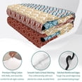 thumbnail image 4 of Full Quilt Set 78''x90'', Boho Orange Lightweight Bedspread Coverlet Set with 2 Pillow Shams, Yellow Geometric Stripes Turquoise Bohemia Breathable All Season Quilt Bedding for Bedroom/Guest Room, 4 of 9
