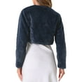 thumbnail image 3 of INSPIRE CHIC Formal Bolero for Women's Evening Dressy Faux Fur Shrug Jacket XL Navy Blue, 3 of 6