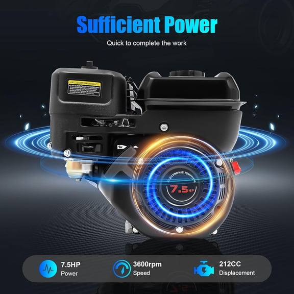212CC 7.5HP 4-Stroke Single Cylinder Gas Engine 3600RPM 0.8Gal Fuel Tank Low Noise Multi-Purpose Motor for Agricultural Construction Equipment