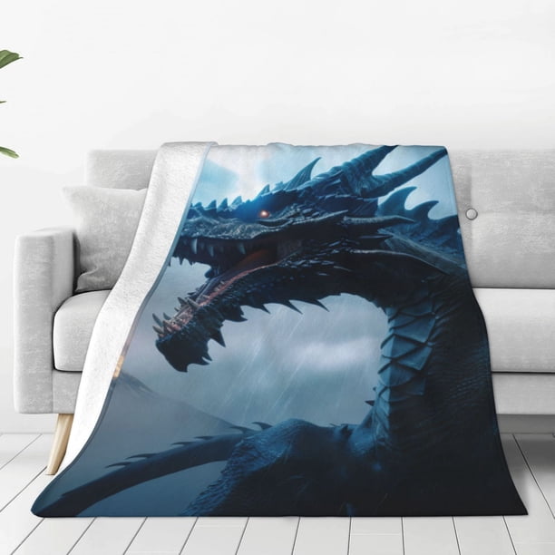 Balery Blue Thunder Storm Dragon Manta de Felpa Suave y Acogedora – Cobija de Franela Aterciopelada para Cama, Lavable y Cálida para Sofá, Mascotas, Transpirable-40"x30"