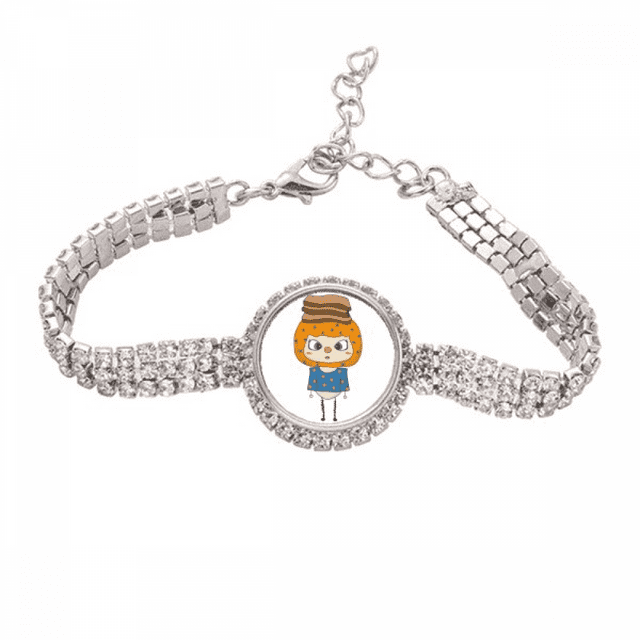 Food Bread Breakfast Brown Soft Full UU Tennis Chain Anklet Bracelet Diamond Jewelry