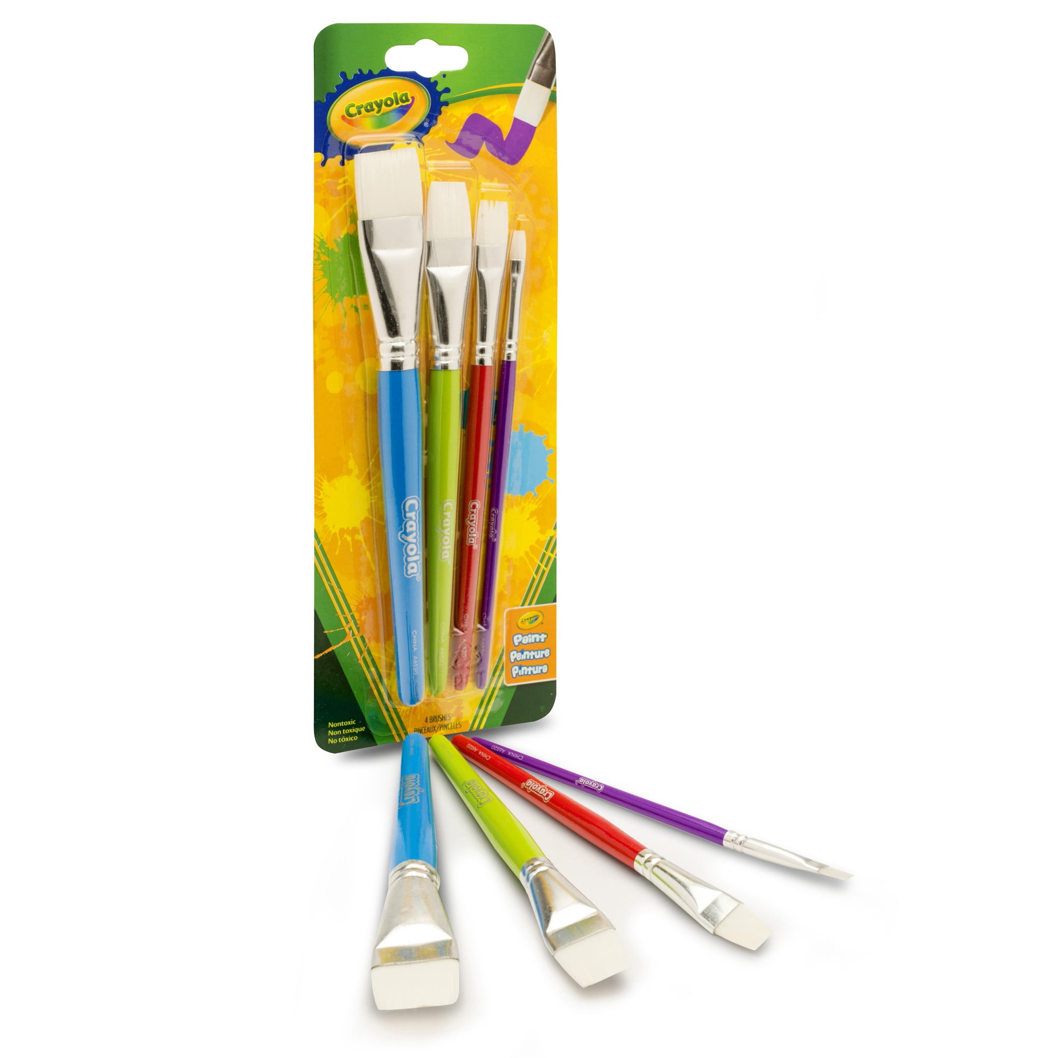 Crayola Big Paintbrush Set, Flat, 4 Per Pack, 4 Packs