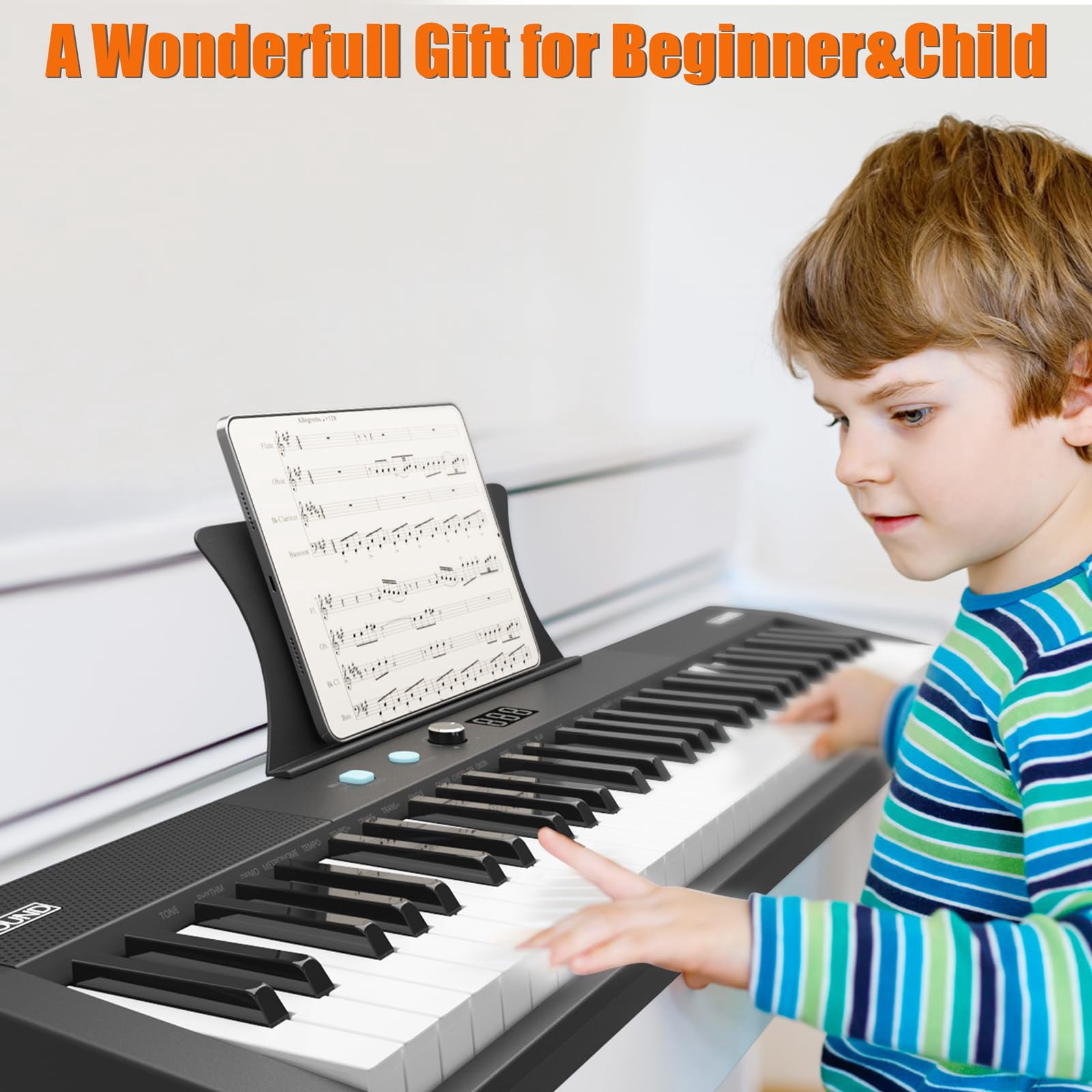 61-Key Piano Keyboard With Power Supply, Built In Speakers, Pedal,Protable Digital Music Keyboard Teaching For Beginners