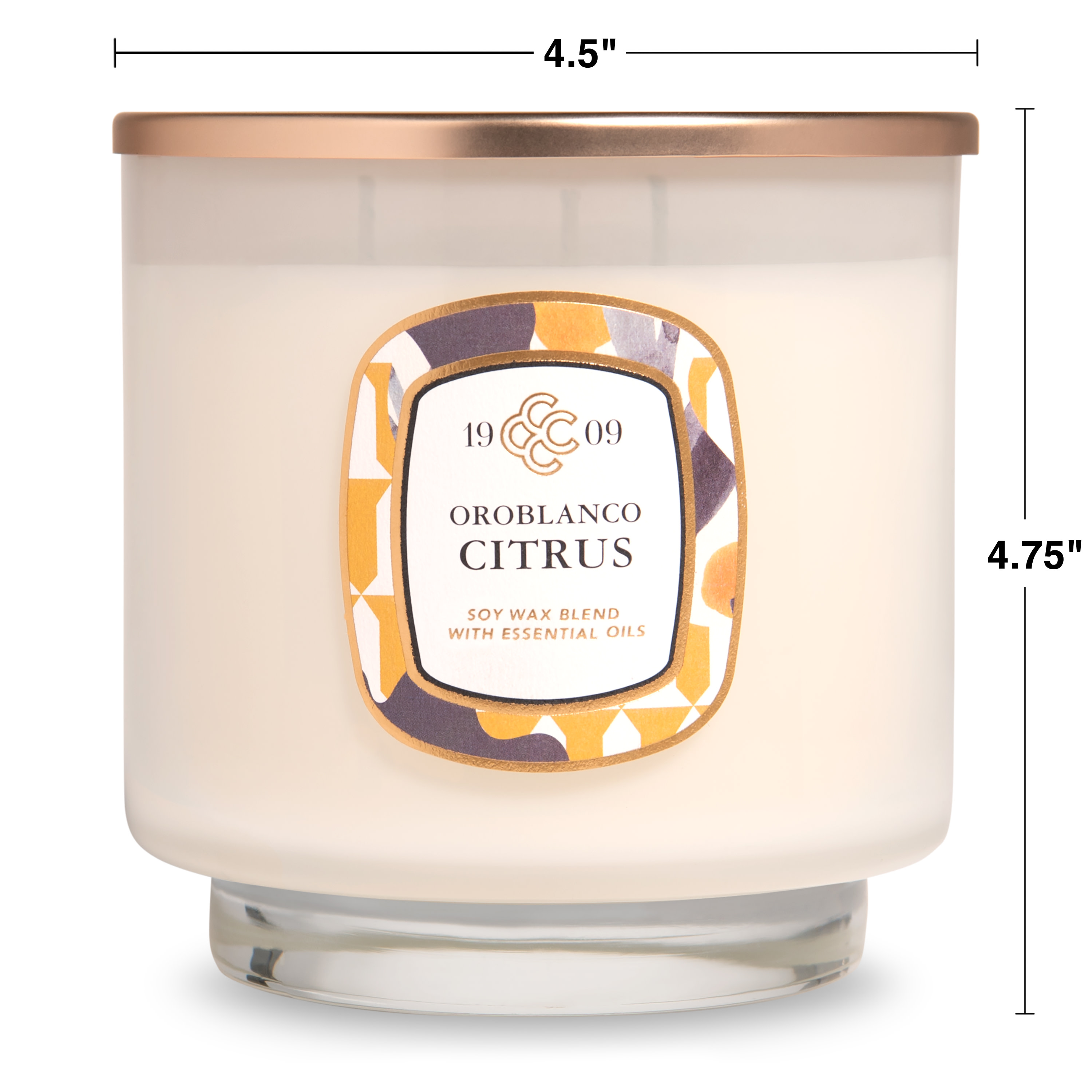 Colonial Candle 1909 Oroblanco Citrus Scented Jar Candle, 3 Wick, 20 oz, 80 Hours Burn, Fruity