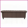 thumbnail image 6 of Dark Brown PU Leather Chesterfield Three-Seater Sofa - 84.65" Wide Living Room Sofa with Rolled Arms & Pocket Springs, 6 of 14