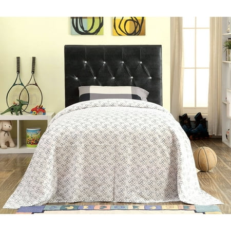 - Furniture of America Josie Modern Crocodile Skin Leatherette Twin Headboard, Multiple Colors