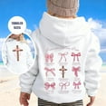 thumbnail image 2 of Bibifish Kids Hoodies Cute Bow Print Hooded Sweatshirts With Pocket Soft Drawstring Hood Girls Relaxed Fit Casual Daily Wear Stylish Hoodies, 2 of 5