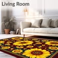 thumbnail image 2 of ODIKA 5'x7' Machine Washable Non-Slip Area Rug, Sunburst Floral Medallion Burgundy Garden Waterproof Patio Deck High Traffic Rug, Yellow, 67068, 2 of 7