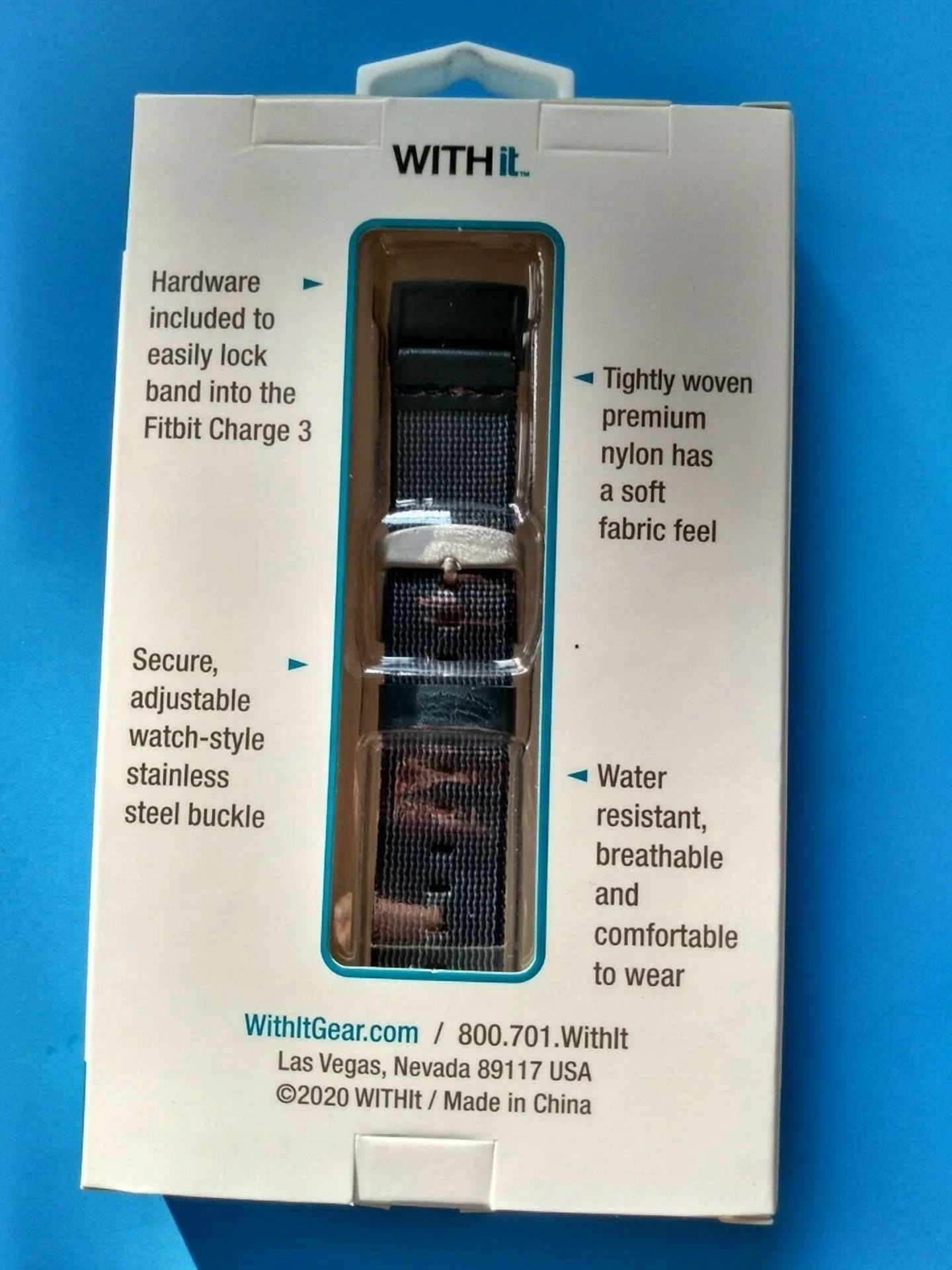 CRESTIN- Withit Fitbit Charge 3 Woven Nylon Watch Band Bracelet - Blue - Brand New