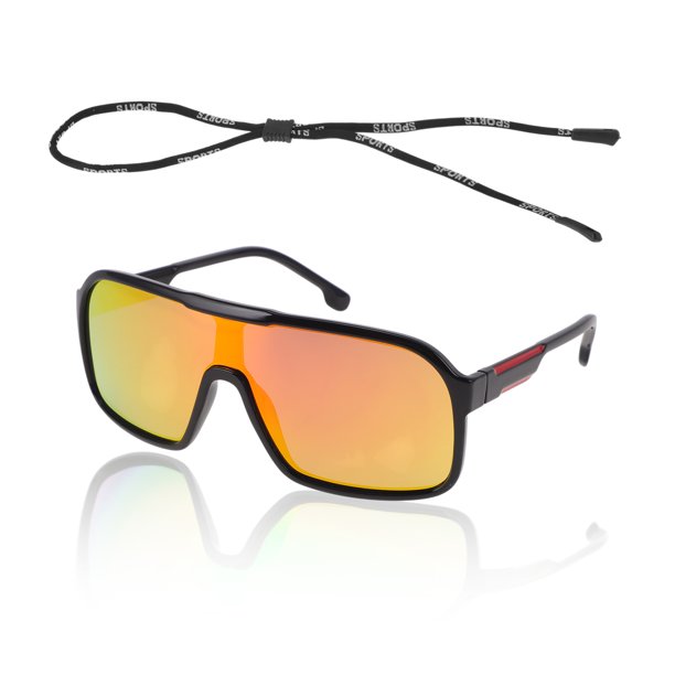 1 Set Gafas de Motocicleta Antideslumbrantes Tri-Acetato de Celulosa PC UV400 Gafas de Ciclismo de Montaña Lente Roja Marco Negro y Rojo