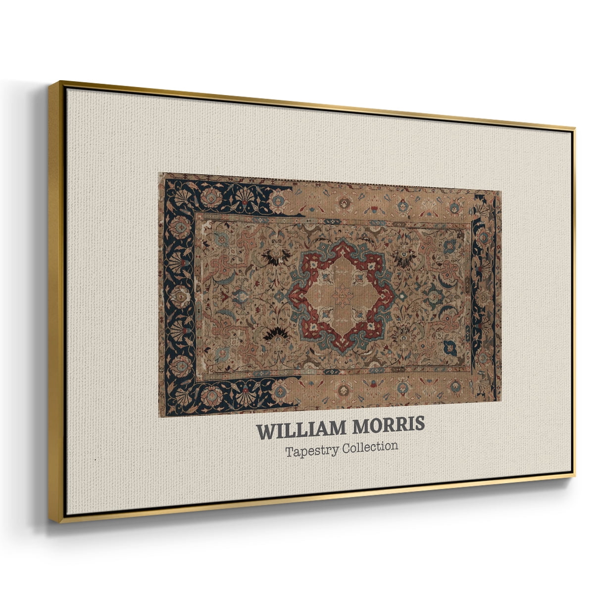 Vintage Abstract Print-XLVIII Framed in Gold Wood Gallery Wrapped Canvas 27 in. x 41 in.