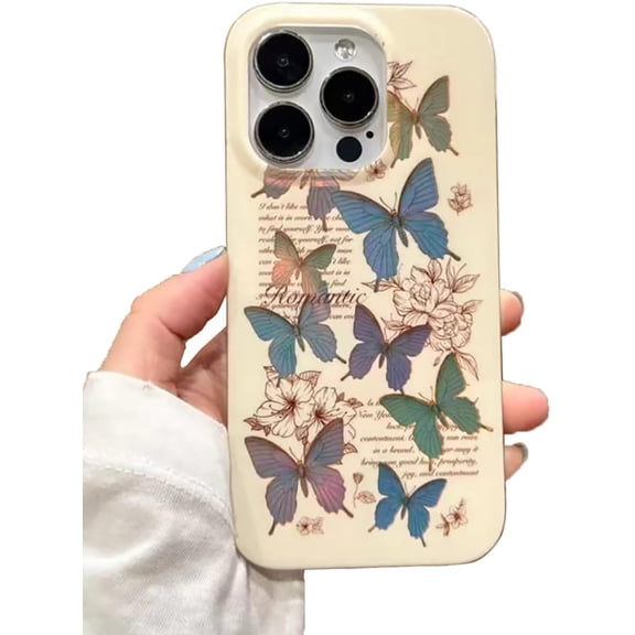 Colorful Butterfly Flowers Soft Phone Case Compatible with iPhone Case (White,iPhone 12 Pro Max)