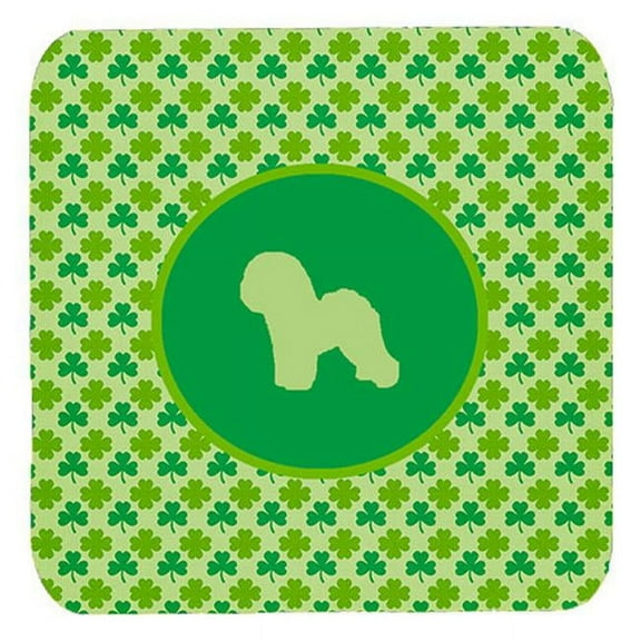 Bichon Frise Lucky Shamrock Foam Coasters, Set Of 4