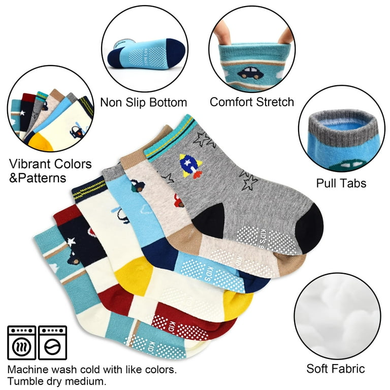 Skibeaut Boys Non-Slip Grip Crew Socks 12-Pair Pack photo 3