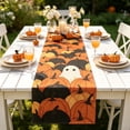 thumbnail image 5 of PoyoKee Halloween Table Runner 72 x 13 inch, Black Orange Striped Decorative Runner for Dining Table, Farmhouse Kitchen Decor, Halloween Decorations, 5 of 6