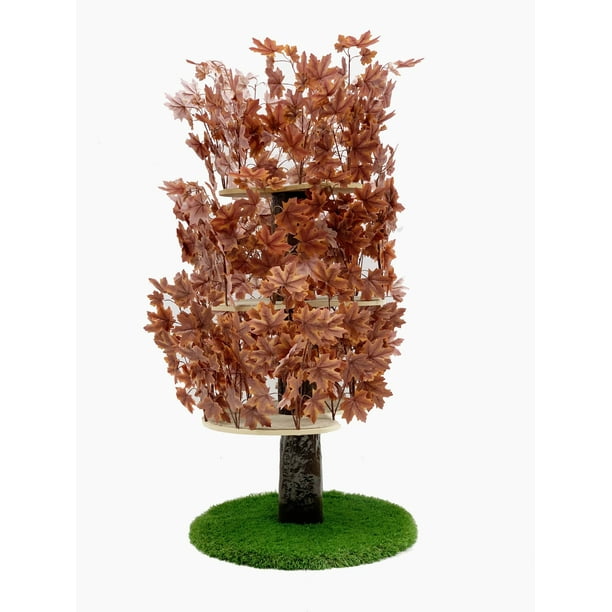 On2Pets Cat Tree with Leaves, Cat House & Cat Activity Tree, Multi