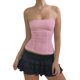 thumbnail image 2 of Tubo superior Sin tirantes sin mangas escote recto Casual Básico Color puro Verano Tubo superior Rosa L, 2 of 6