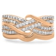 thumbnail image 3 of 0.35 Carat (ctw) 14K Rose Gold Round White Diamond Ladies Swirl Crossover Bridal Wedding Band With Plain Contour Wedding, 3 of 4