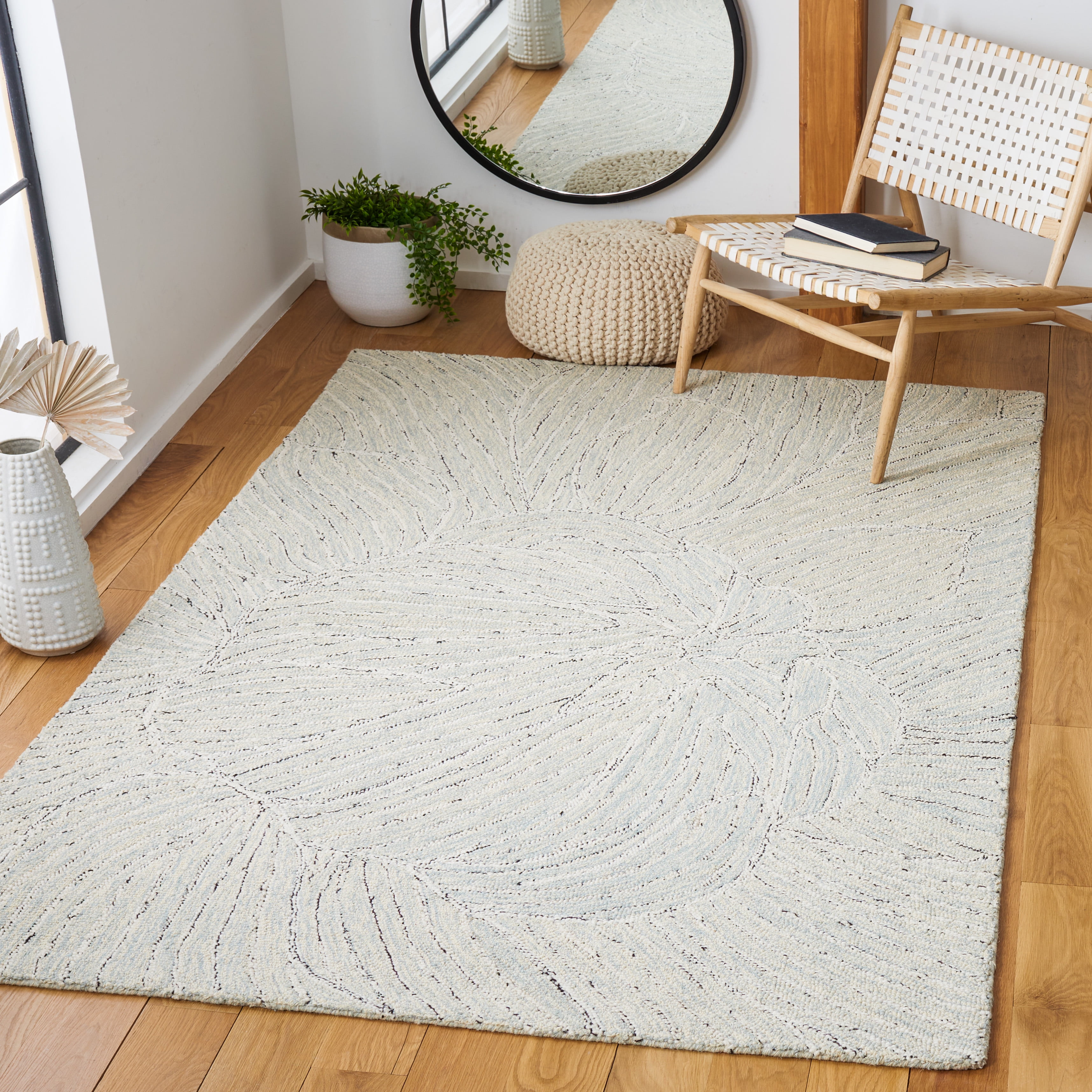 SAFAVIEH Metro Daragh Geometric Area Rug, Light Blue/Ivory, 6' x 6' Square