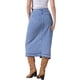 thumbnail image 3 of Falda de mezclilla midi ajustada de cintura alta con abertura y dobladillo sin terminar, edición INSPIRE CHIC para mujer, talla XL, azul claro, 3 of 6