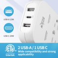 thumbnail image 4 of Extensor de pared con 6 salidas USB-C PD y protector contra sobretensiones, cargador de pared USB multienchufe, 2 puertos USB-A y USB-C de 20 W., 4 of 4