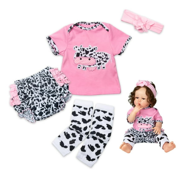 Medylove-ropa para muñecas bebé Reborn, 4 Uds., trajes de vaca lechera rosa para muñecas Reborn de 20 "- 22", ropa para bebés, conjuntos para bebés, muñecas Reborn de 22 pulgadas, ropa a juego