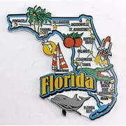 Florida State Map and Landmarks Collage Fridge Souvenir Collectible Magnet FMC