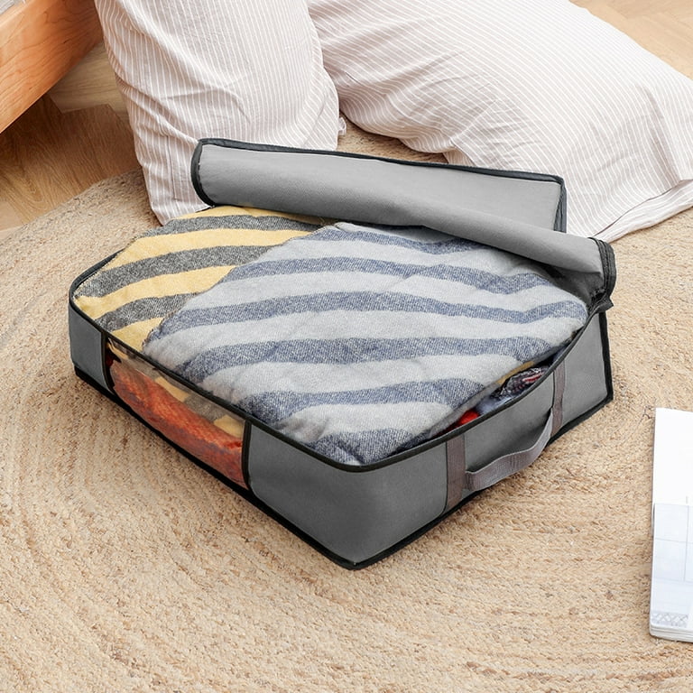 FlidRunest 3pcs 130L Blanket Storage Bags, Large Capacity Closet Organizers and Storage with Reinforced Handle, Under Bed Storage Closet Organizer