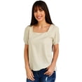 thumbnail image 2 of Blusa juvenil escote cuadrado Roman Fashion 617 (Arena) beige M Roman Fashion BL-FOL-617-ARENA, 2 of 6