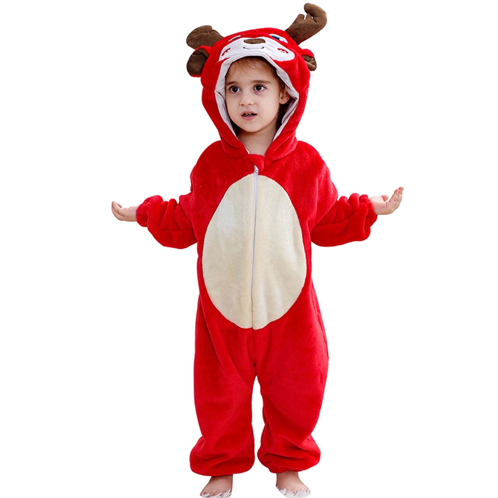 Animals Costumes, Animal Onesie, Paiwinds Toddler Boys Girls Cute Cosplay Romper Long Sleeve Hooded Jumpsuit Cute Flannel Clothes, 3 Months