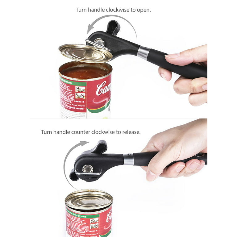 holm Professional Can Opener - Black. Ergonomic Smooth Edge Side Cut Manual Can  Opener. Easy Turn Design with Good Soft Grips Handle. Lifts Lid off Can  without Slicing Metal and Wont Touch