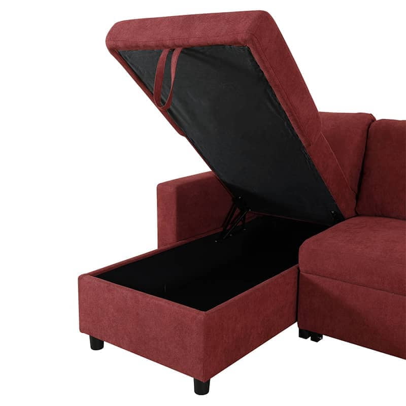 MAYEERTY 83.6" Convertible Fluffy Fabric 2-Piece Couch Upholstered Loveseat with Plush Velvet Texture Sofa Bed，Red