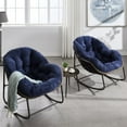 thumbnail image 2 of LUCKHAO Outdoor Patio Rattan  Rocking Chairs, Oversized Papasan Rock Chair Indoor with Thick Cushion - Rocker Egg Chair for Front Porch Garden Backyard, 2 of 11