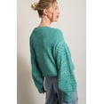 thumbnail image 3 of Plusashion Elegant Sea Green Cable Knit Sweater - Drop Shoulder, Long Sleeve Fashion, 3 of 8
