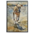thumbnail image 2 of Funny Dog on Beach Canvas Wall Art, Sloughi Dog Picture Ocean Artwork for Bathroom Bedroom Living Room, Art Decor 8x12 Inches, 2 of 6