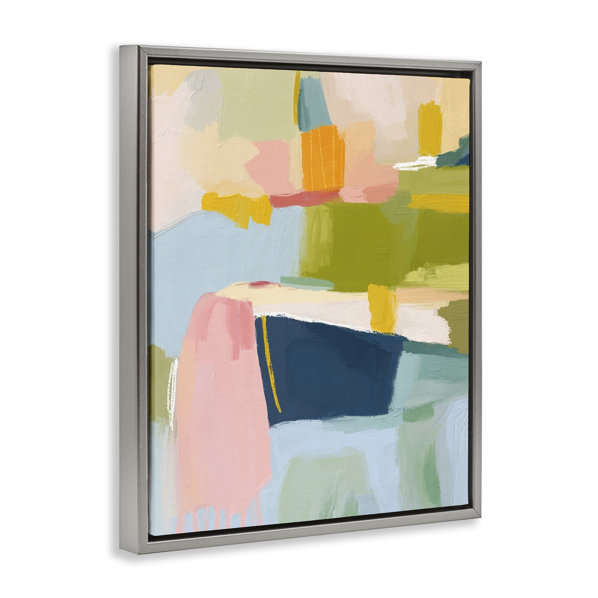 Stupell Industries Pastel Wonder Brushstrokes Gray Framed Floater Canvas Wall Art, design by Lisa Nohren