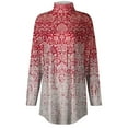 thumbnail image 3 of Ydkzymd Womens Ribbed Long Sleeve Shirt Red floral Thermal Athletic Shirts Women Plain Tie Dye Turtleneck Petite Blouses Trendy Tunic Plus Size Shirts 2XL, 3 of 4
