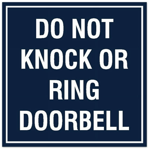 Signs ByLITA Square Do Not Knock or Ring Doorbell Sign - Easy Installation | Durable Material (Navy Blue / White) - Large