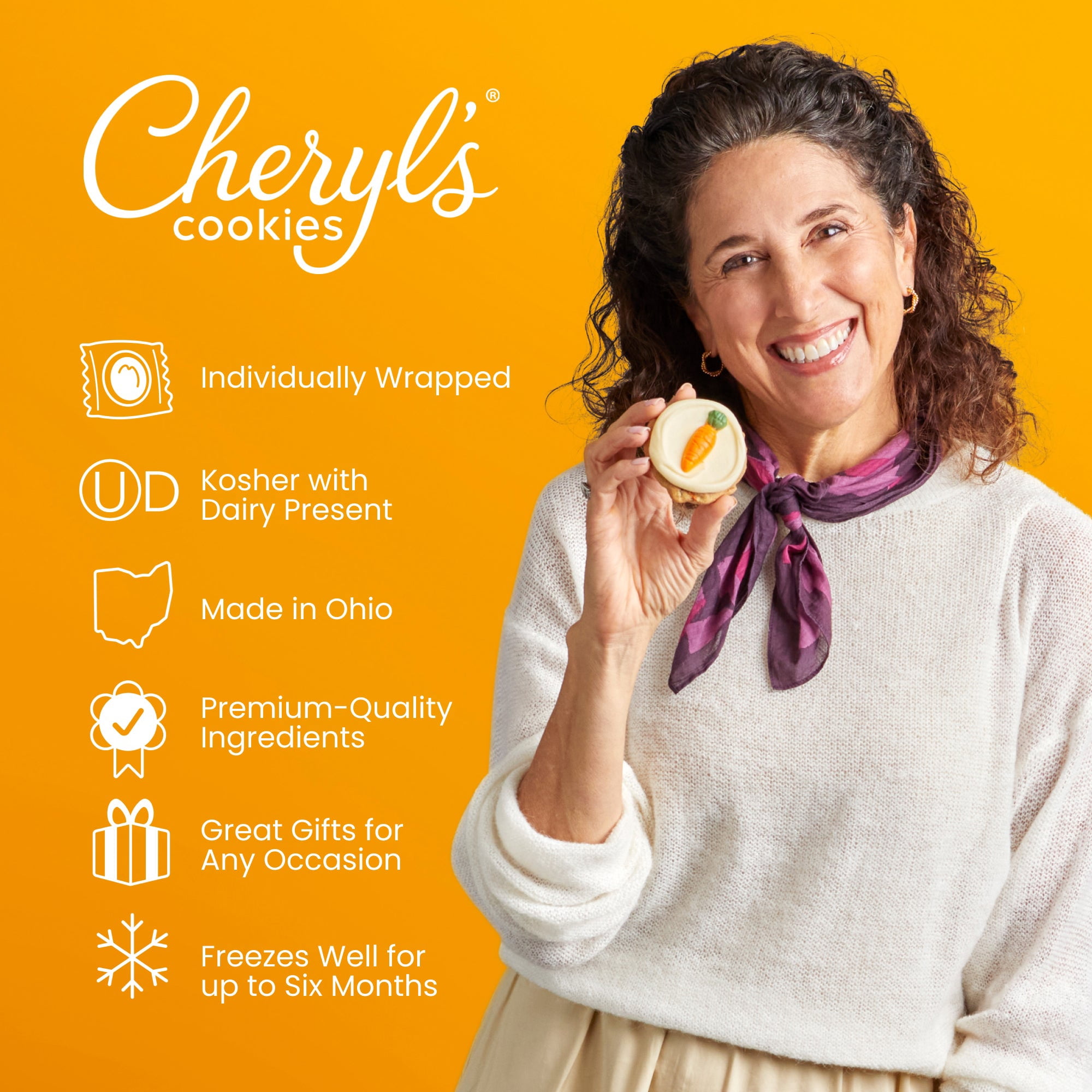 Cheryl's Cookies® Buttercream-Frosted Walnut Carrot Cake Cookies 90ct Case, Cookies Individually Wrapped, Fresh-Baked, Kosher, Bulk Value Gift Pack, Snack, Treats, Desserts