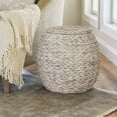 thumbnail image 3 of Household Essentials Handwoven Water Hyacinth Barrel Wicker Storage Basket Side Table, Cream Finish, 3 of 11