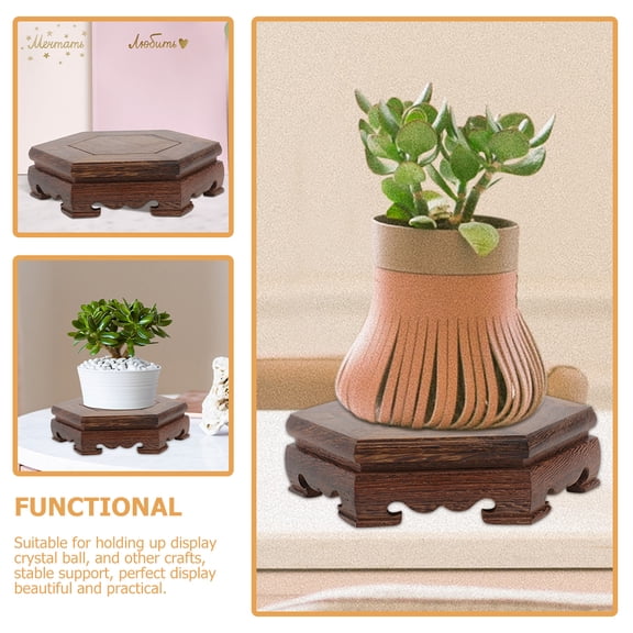 WSTEER 2Pcs Wood Plant Stand Wooden Planter Pedestal Wood Flowerpot Holder Home Flower Plant Riser